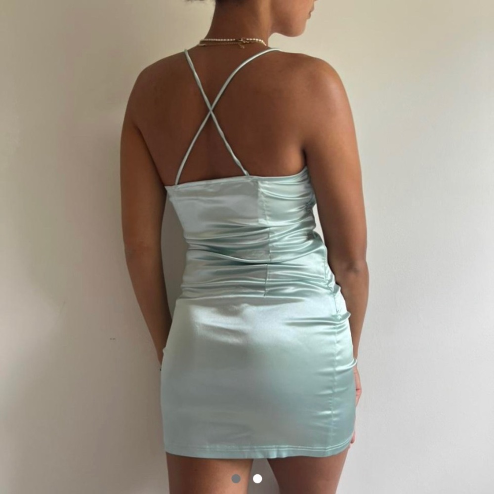 Beautiful Baby Blue Satin Dress
